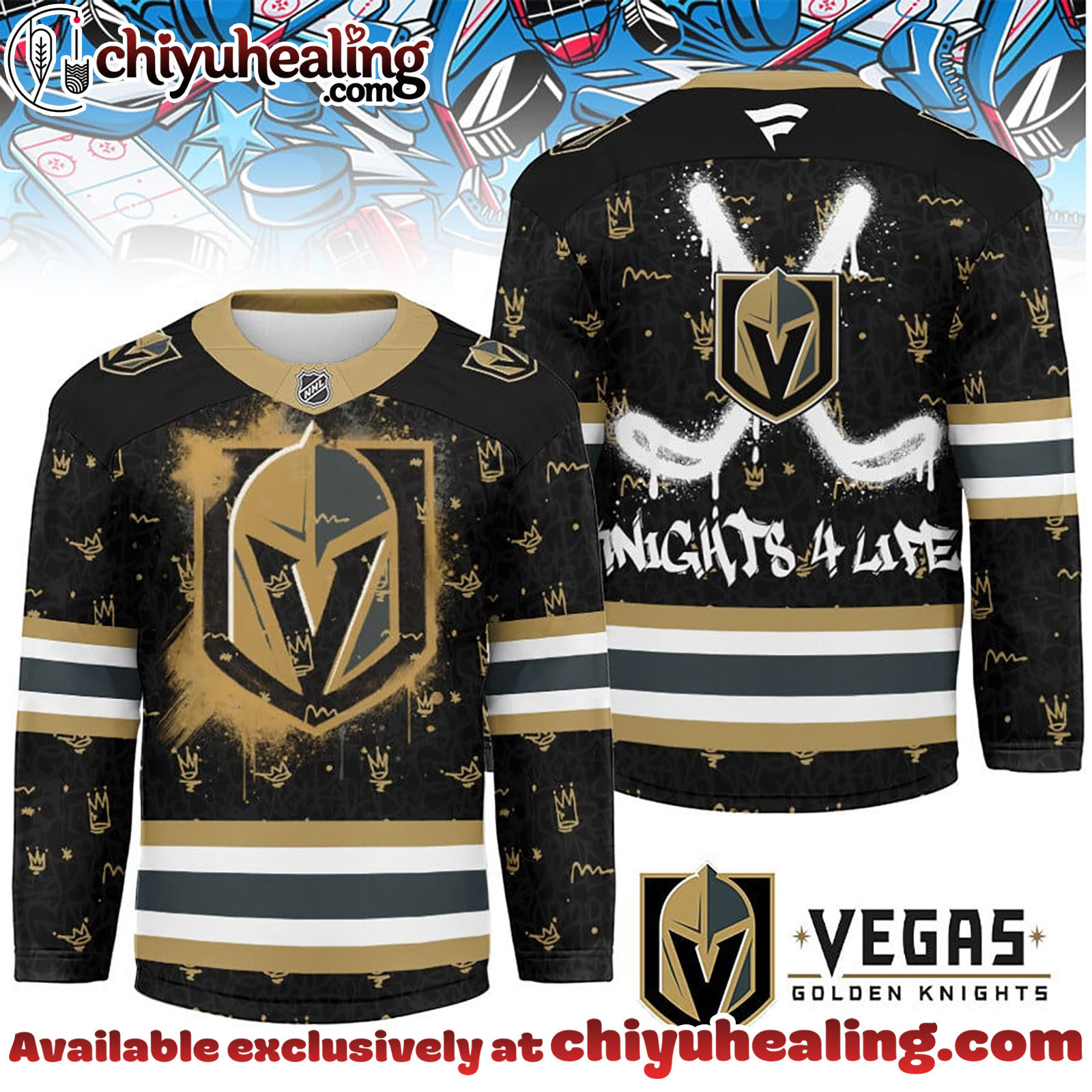 Vegas Golden Knights Premium NHL Graffiti My Team 4 Life Hockey Jersey