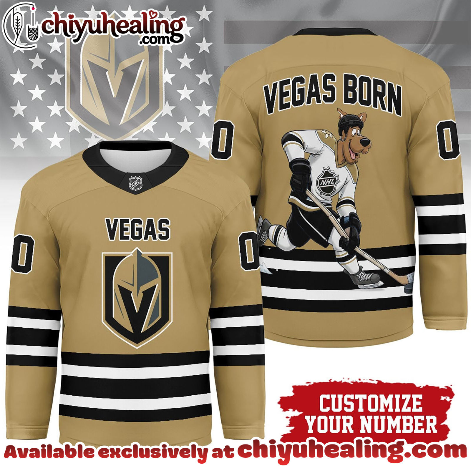 Vegas Golden Knights Premium NHL Scooby Doo Personalized Hockey Jersey