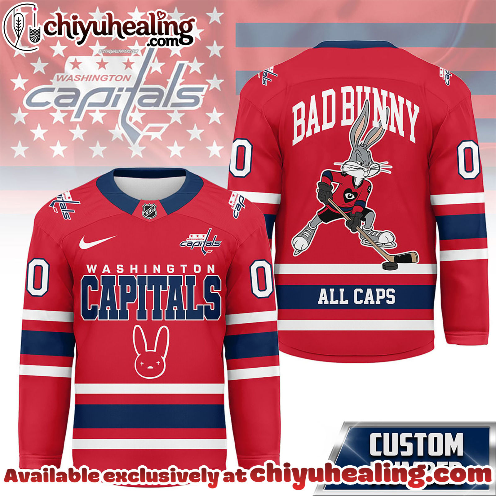Washington Capitals Premium NHL Bad Bunny Hockey Jersey NY