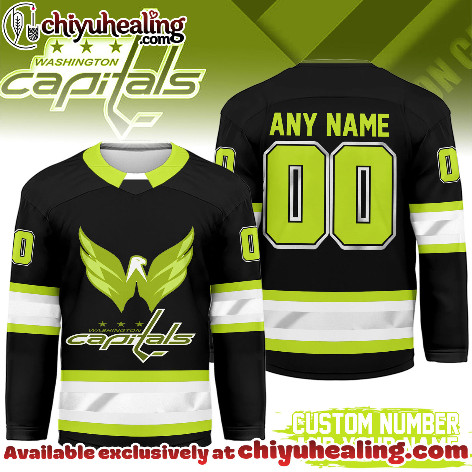 Washington Capitals Premium NHL Hi-Vis Hockey Spirit Custom Name and Number Jersey