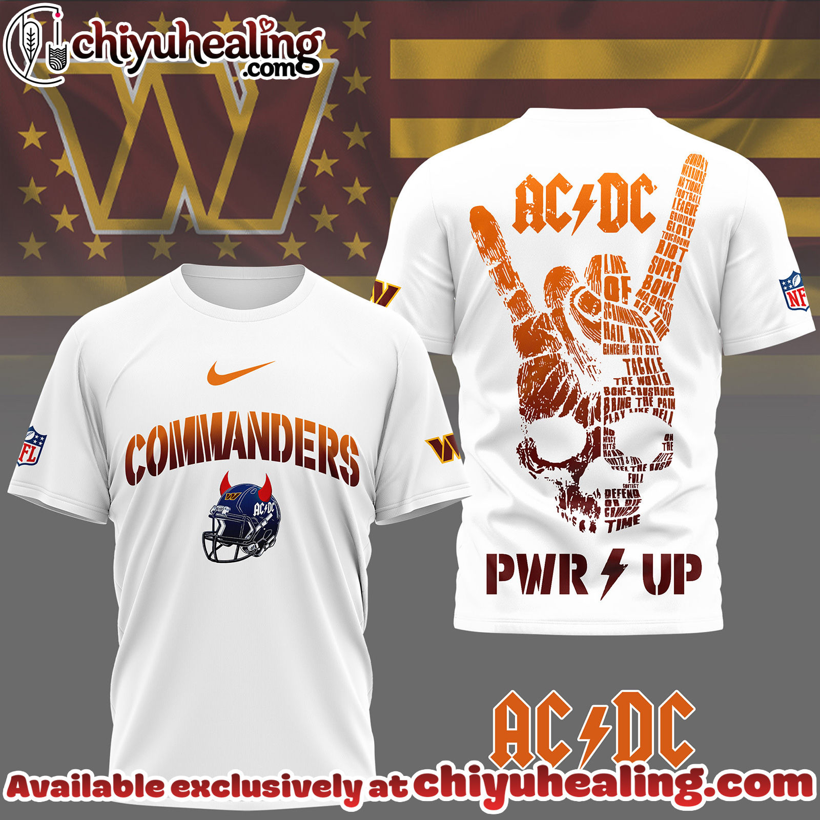 Washington Commanders Premium NFL AcDc Fan 3D Shirt, Hoodie, Sweatshirt, All Team NFL