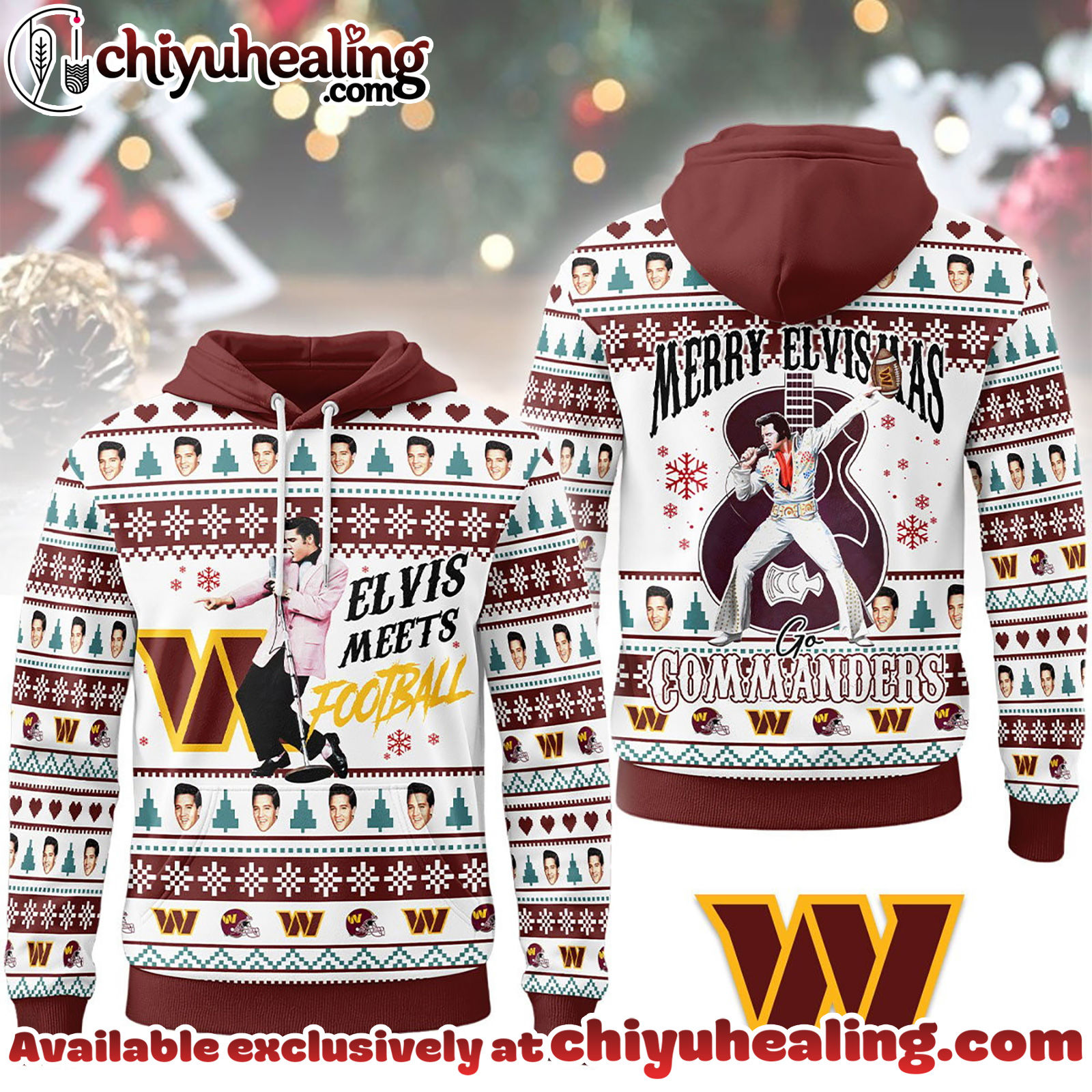 Washington Commanders Premium NFL Elvis Presley Christmas Hoodie, Sweatshirt, Shirt, All Team NFL