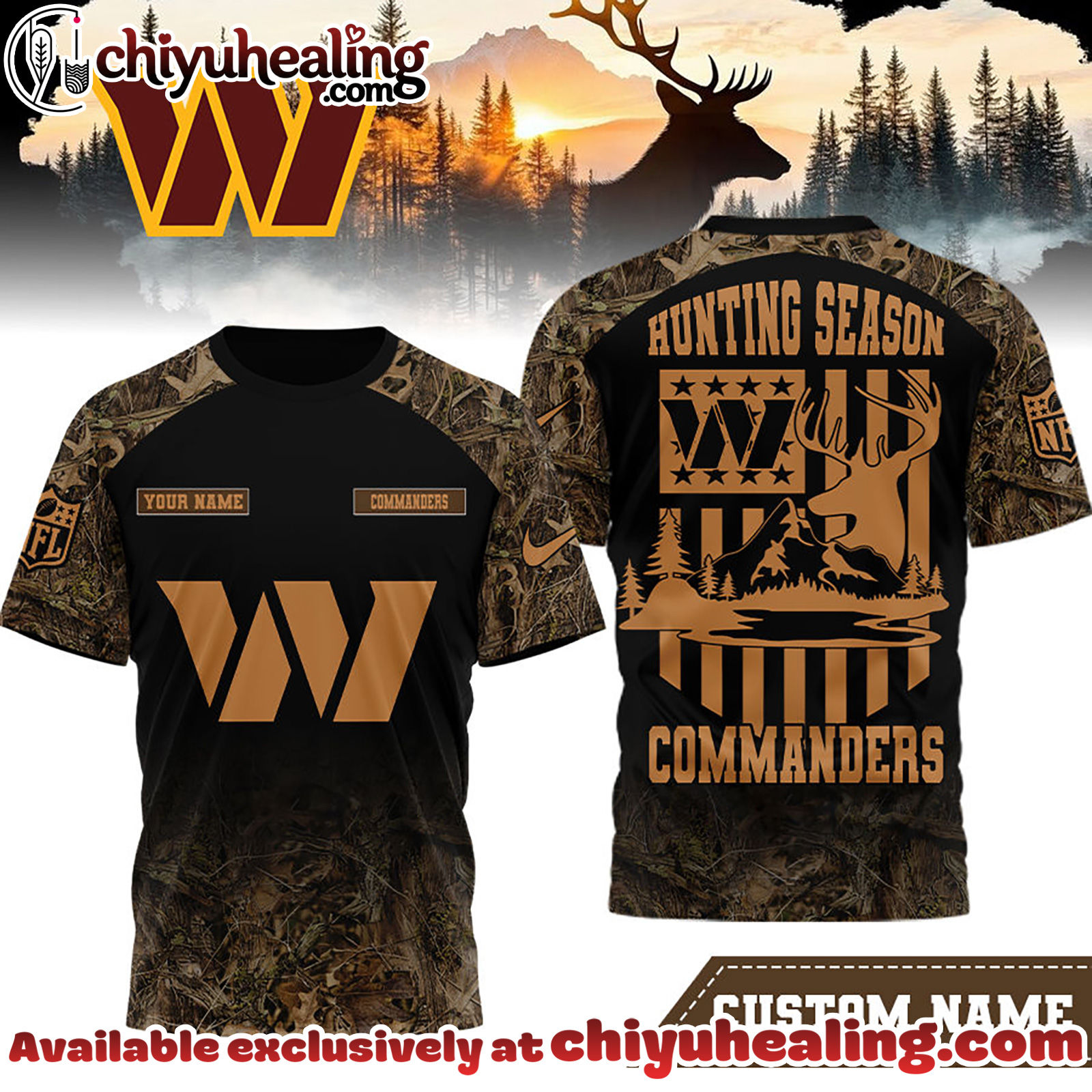 Washington Commanders Premium NFL Hunting Season 3D Shirt
