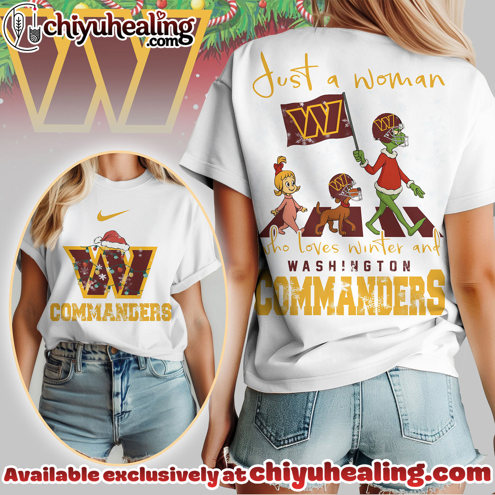 Washington Commanders Premium NFL Just A Woman Who Loves Winter 3D Shirt, Hoodie, Sweatshirt, All Team NFL