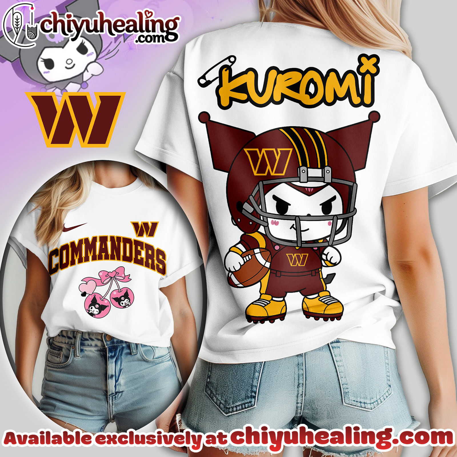 Washington Commanders Premium NFL Kuromi Women Shirt