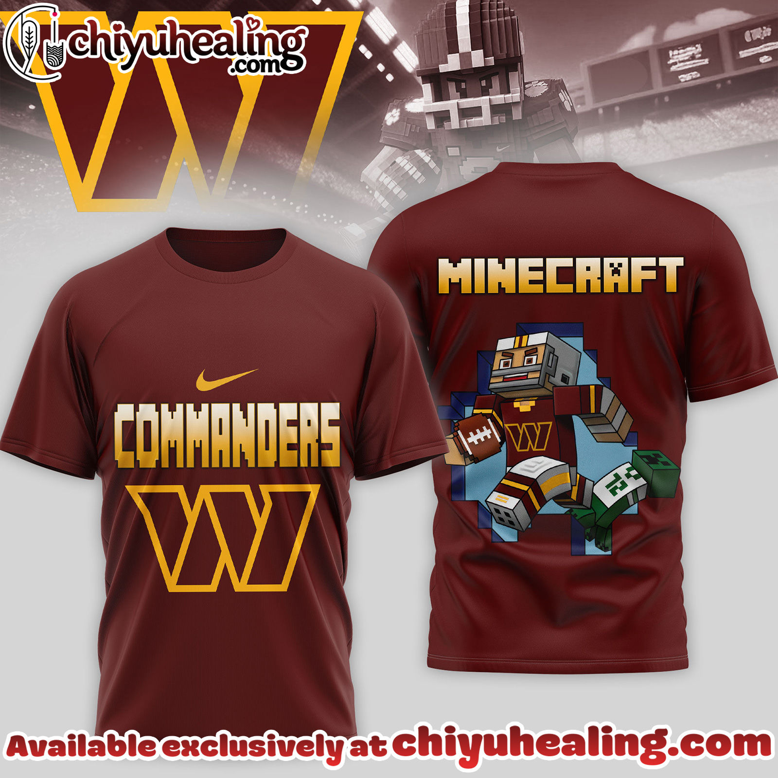 Washington Commanders Premium NFL Minecraft 3D Shirt