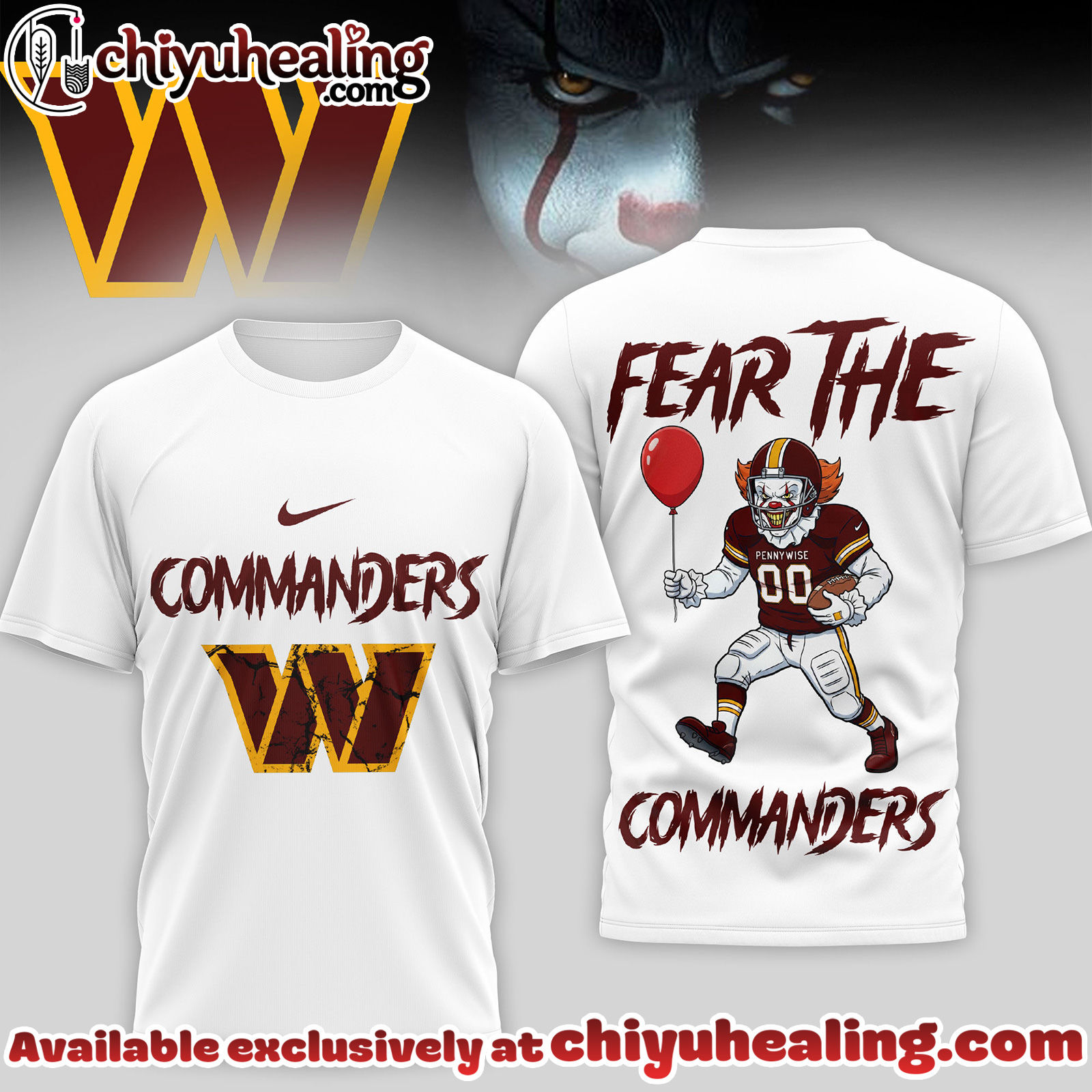 Washington Commanders Premium NFL Pennywise 3D Shirt