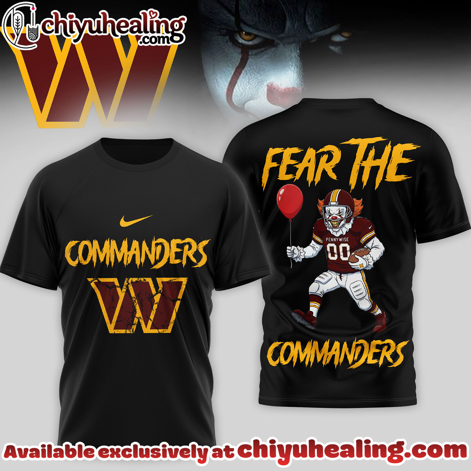 Washington Commanders Premium NFL Pennywise 3D Shirt Washington Commanders Premium NFL Pennywise 3D Shirt