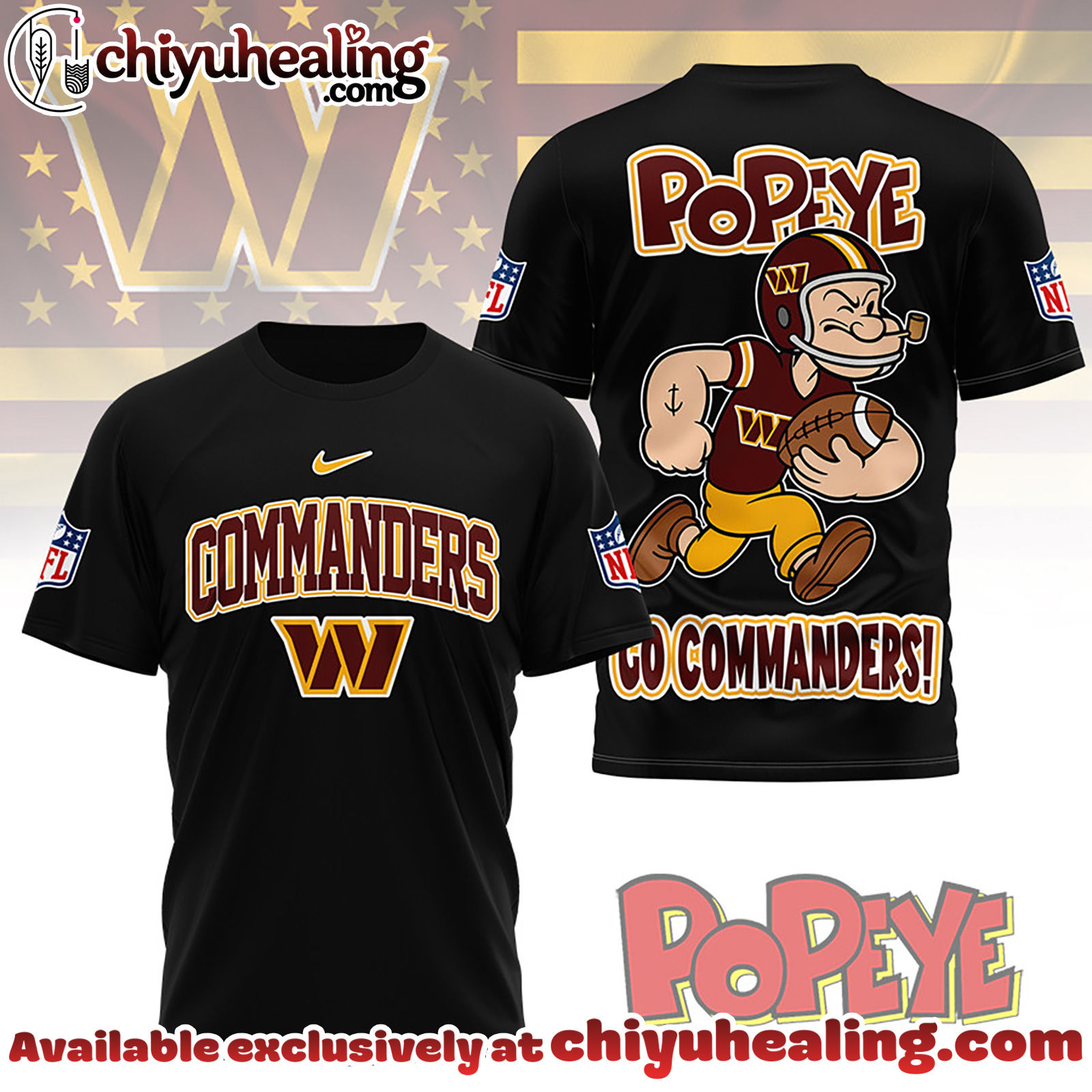 Washington Commanders Premium NFL Popeye Fan 3D Shirt, Hoodie, Sweatshirt, All Team NFL