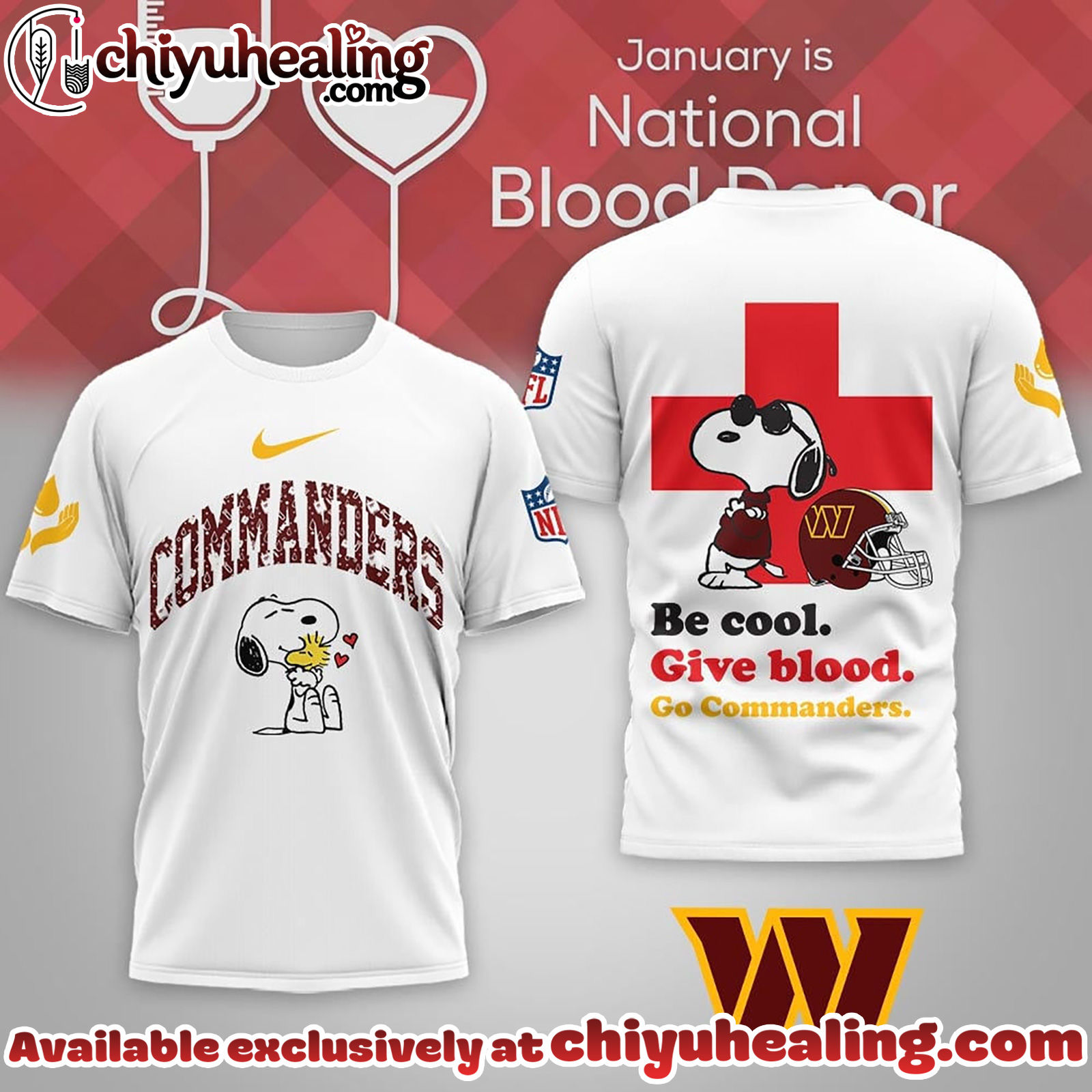 Washington Commanders Premium NFL Snoopy Blood Donor Awareness Month T-Shirt, Hoodie, Sweatshirt, All Team NFL