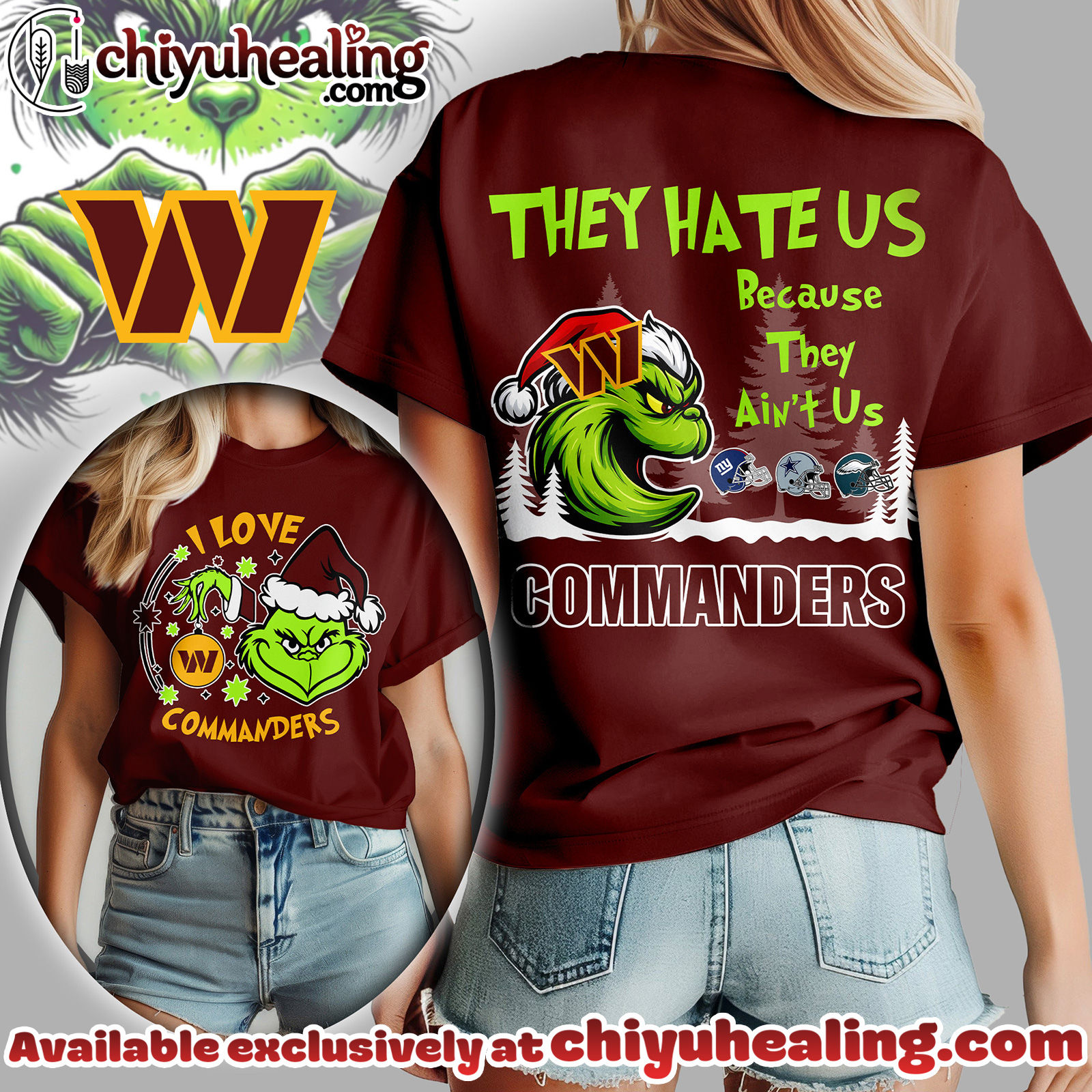 Washington Commanders Premium NFL They Hate Us Grinch Women Shirt, Hoodie, Sweatshirt, All Team NFL