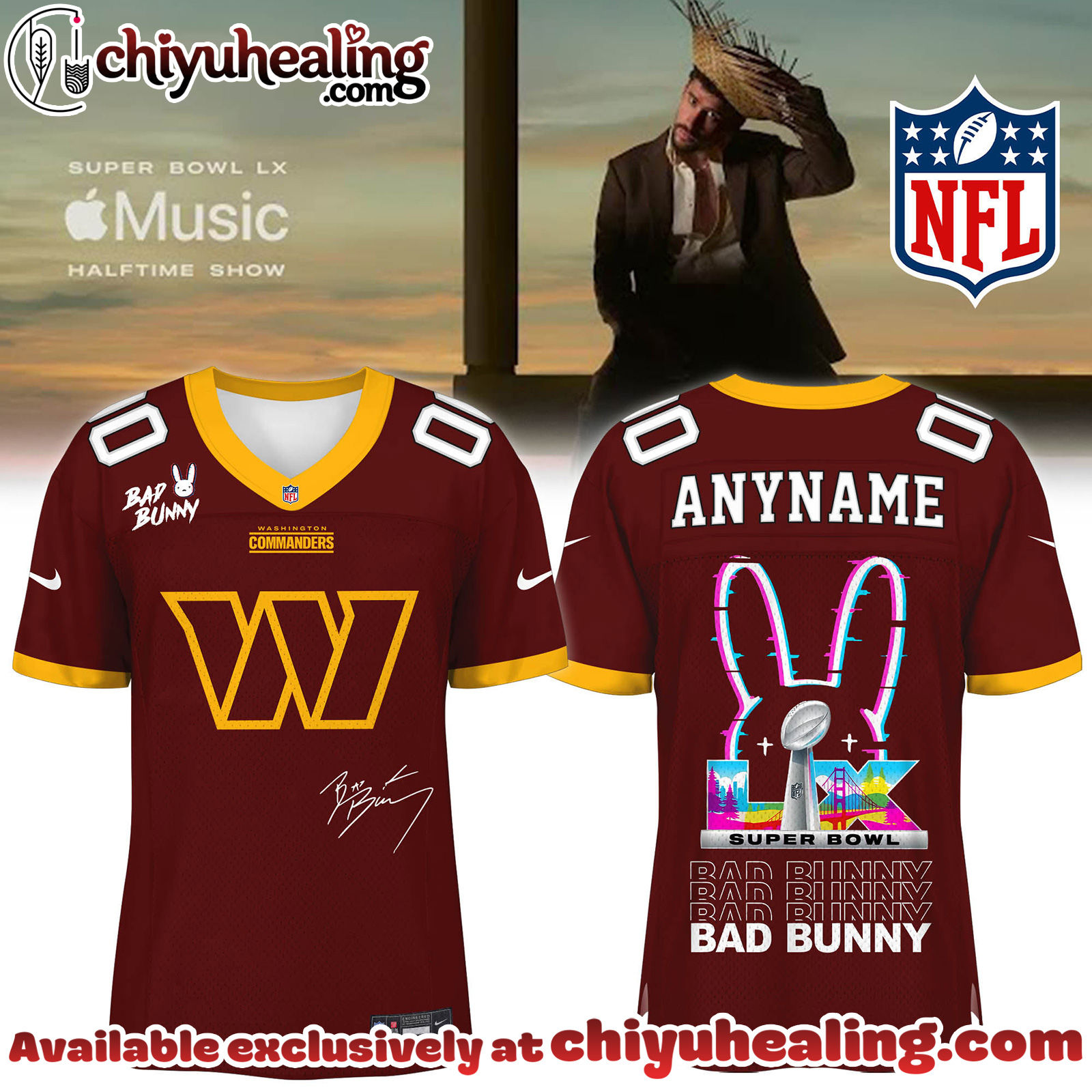 Washington Commanders x Bad Bunny Super Bowl Football Jersey Limited Edition