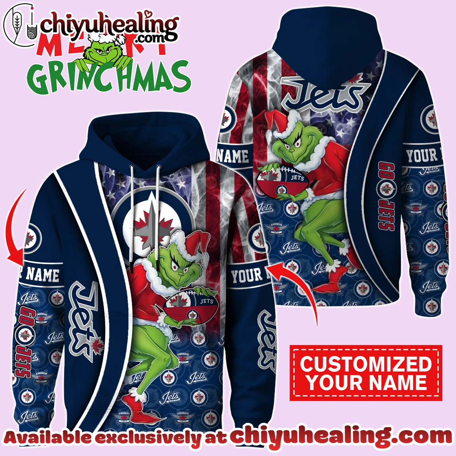 Winnipeg Jets x The Grinch Christmas Hockey Hoodie Limited-3D Unisex Hoodie