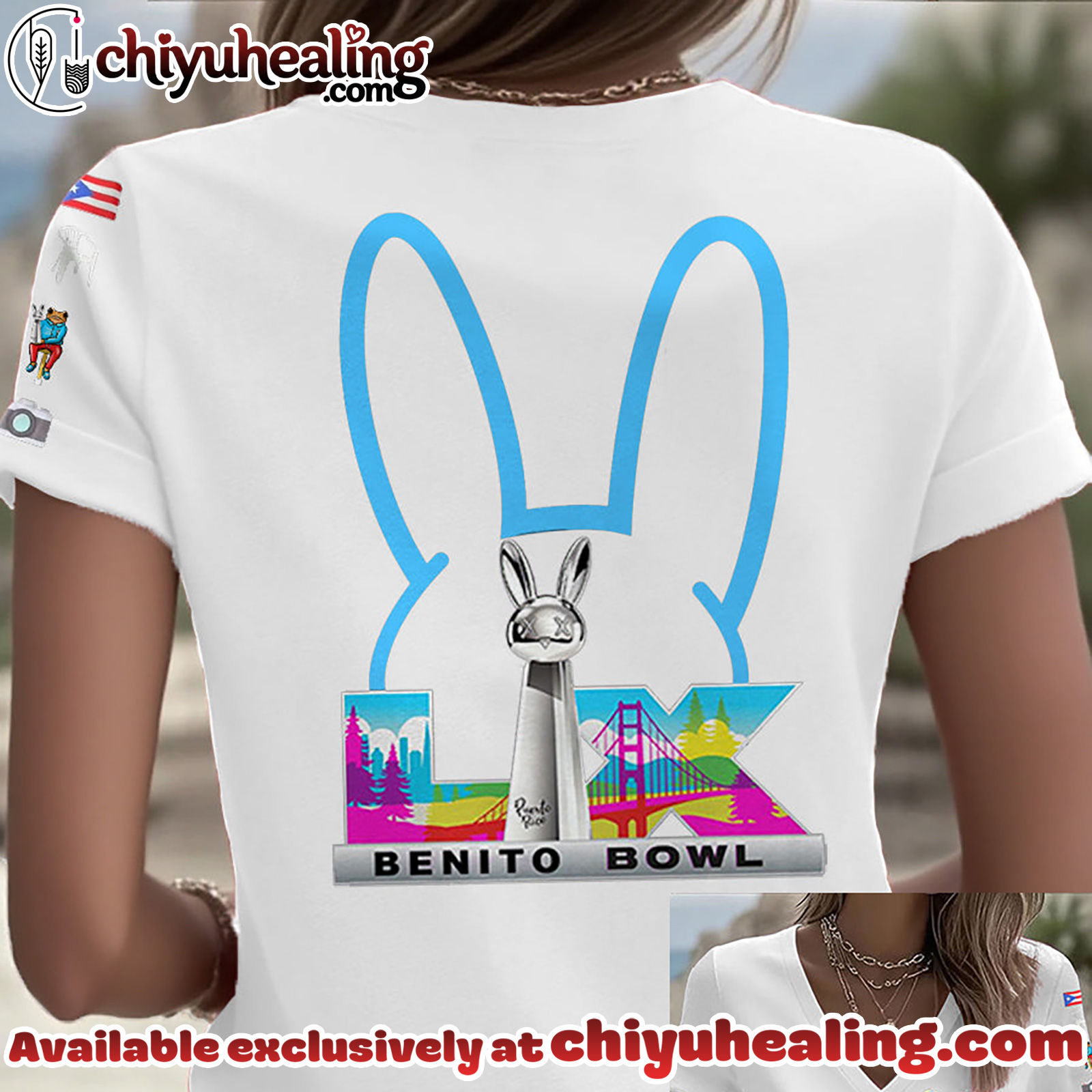 Womens Bunny Music Football Lover Printed V Neck - Tshirt, Hoodie, Sweatshirt - Ver 2