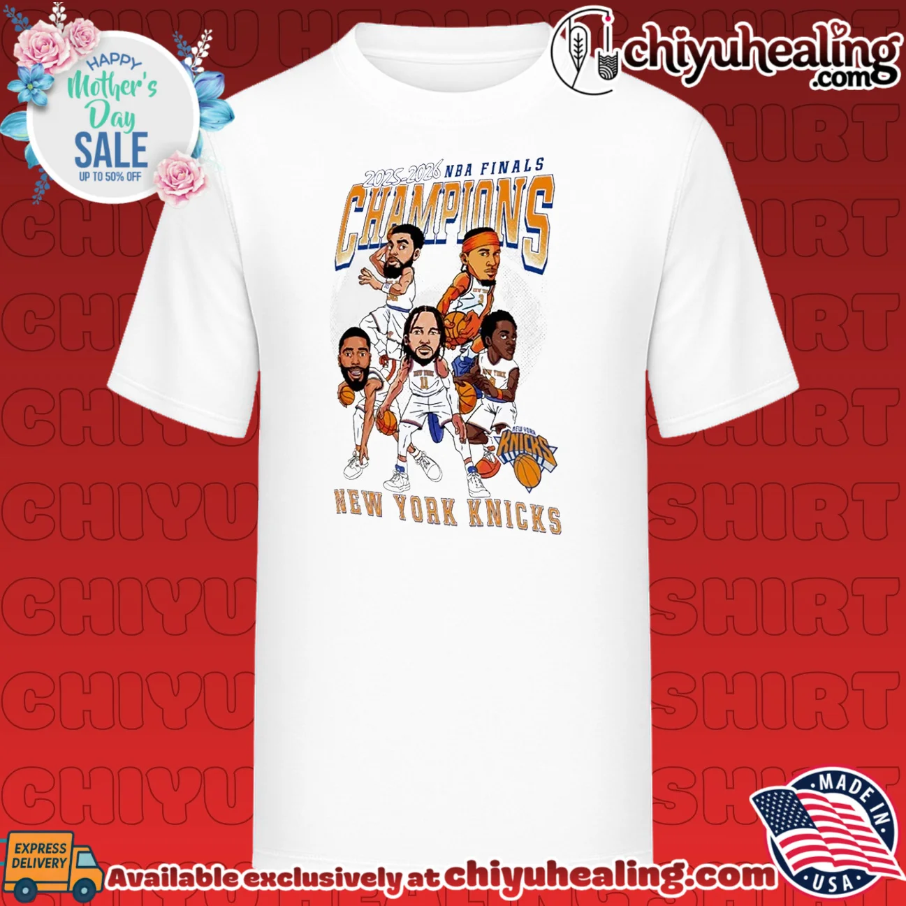 2025-2026 NBA Finals Champions New York Knicks Caricature