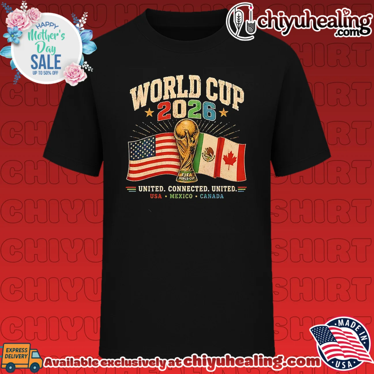 2026 FIFA World Cup United connected united USA Mexico Canada flags of host nations