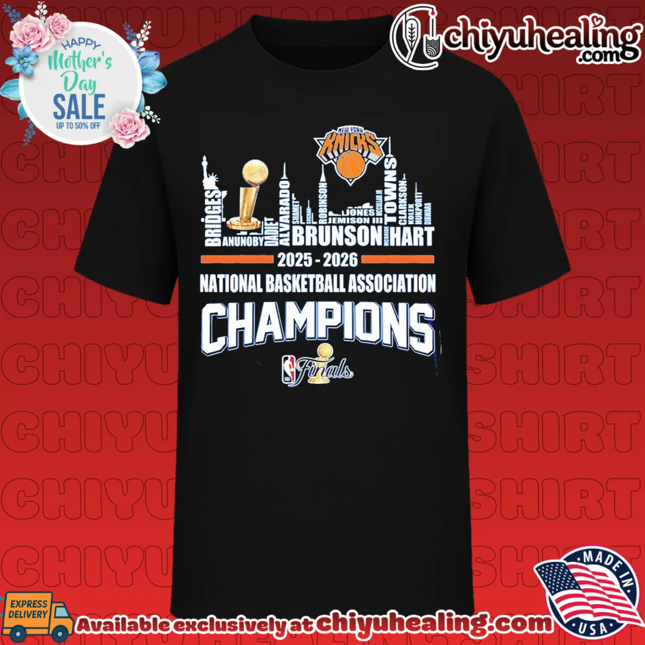 2026 NBA Finals Champions New York Knicks player name skyline