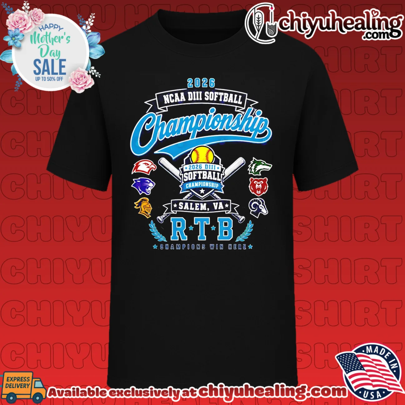 2026 NCAA Division III Softball Championship Salem VA Champions Win Here Logos