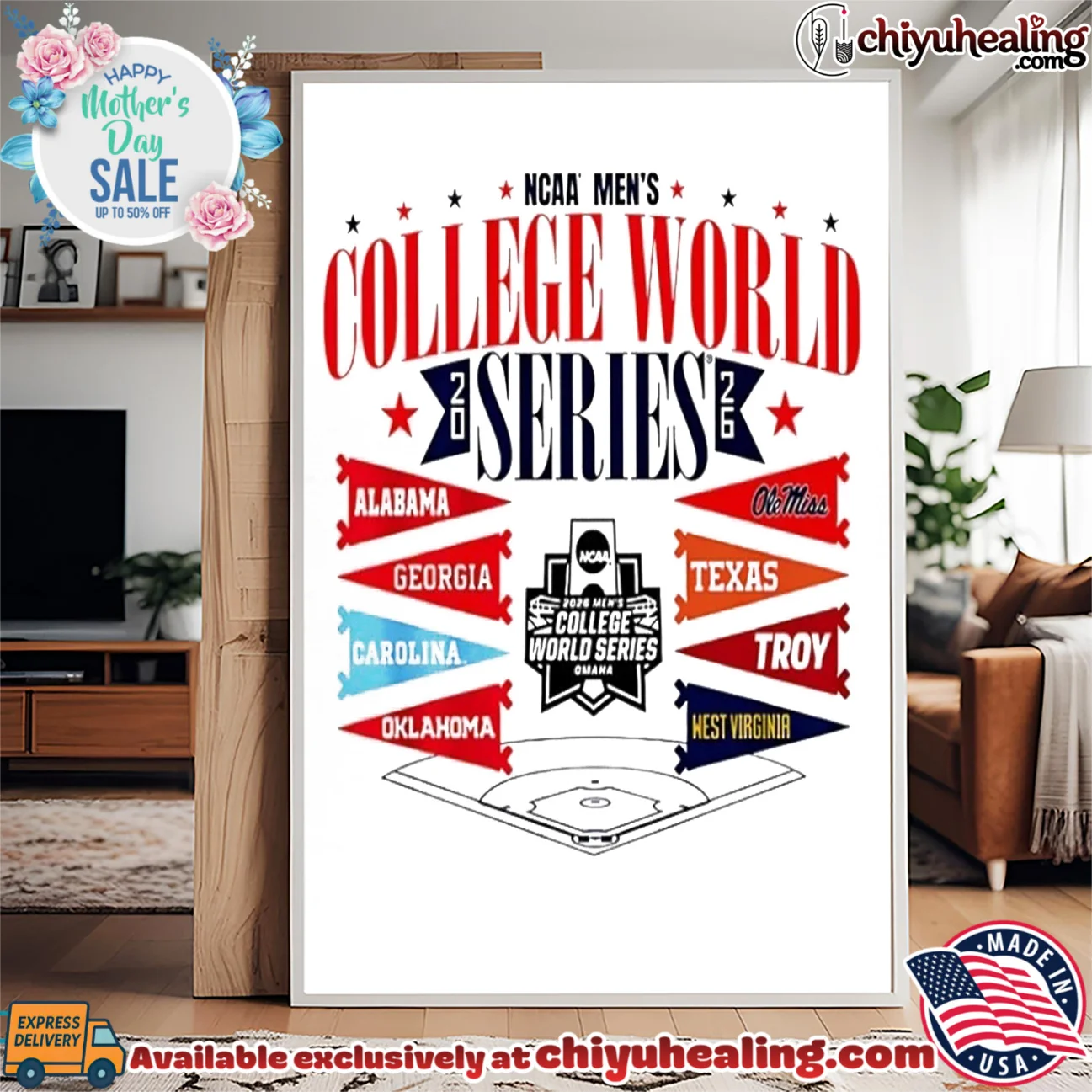 2026 NCAA Men's College World Series Field 8 Teams flag vintage shirt & hoodie - New Arrival 2026 NCAA Men's College World Series Field 8 Teams flag