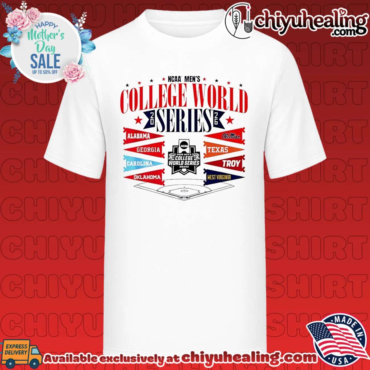 2026 NCAA Men's College World Series Field 8 Teams flag