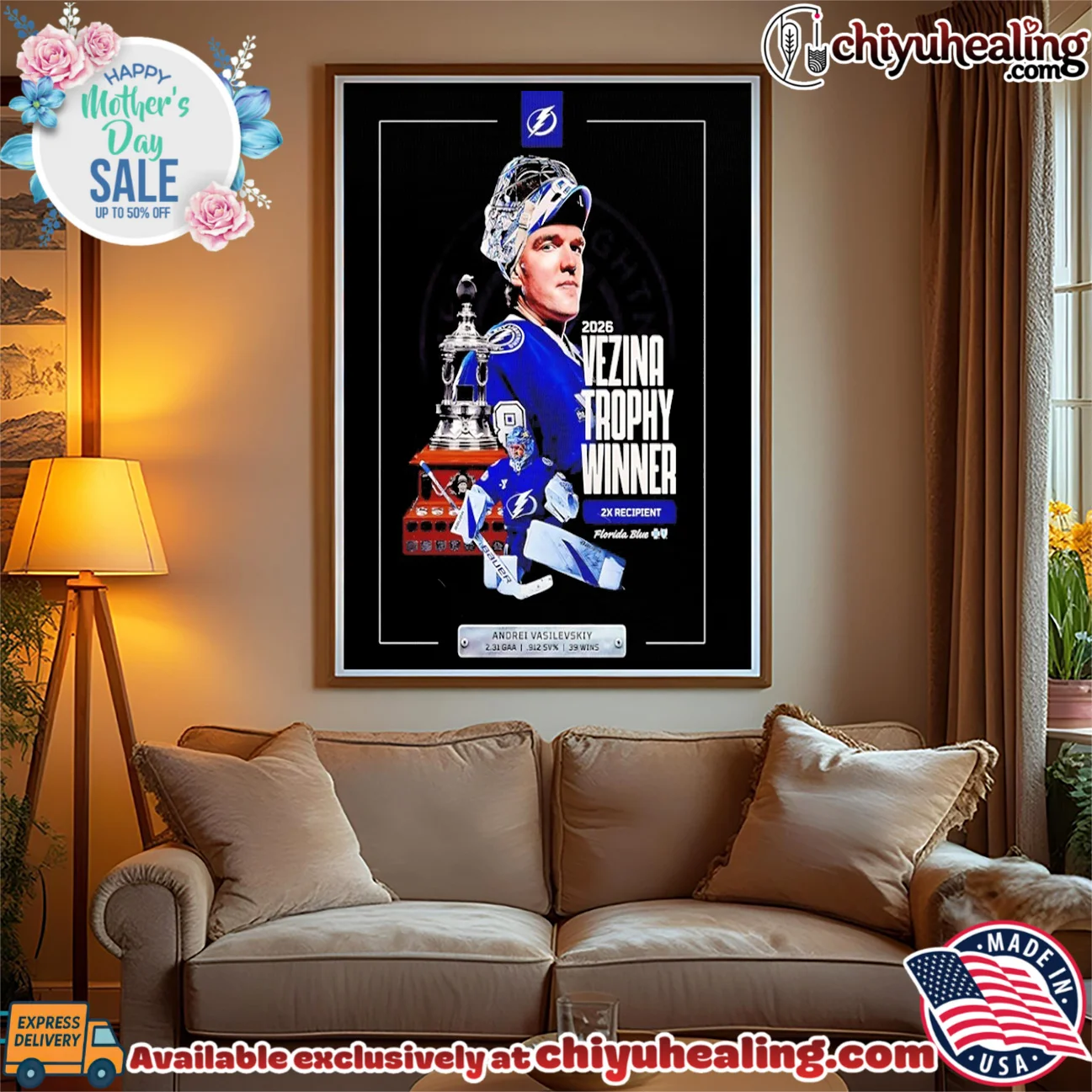 2026 Vezina Trophy Winner Tampa Bay Lightning Andrei Vasilevskiy poster shirt signature shirt & hoodie - The Fan Collection 2026 Vezina Trophy Winner Tampa Bay Lightning Andrei Vasilevskiy poster shirt