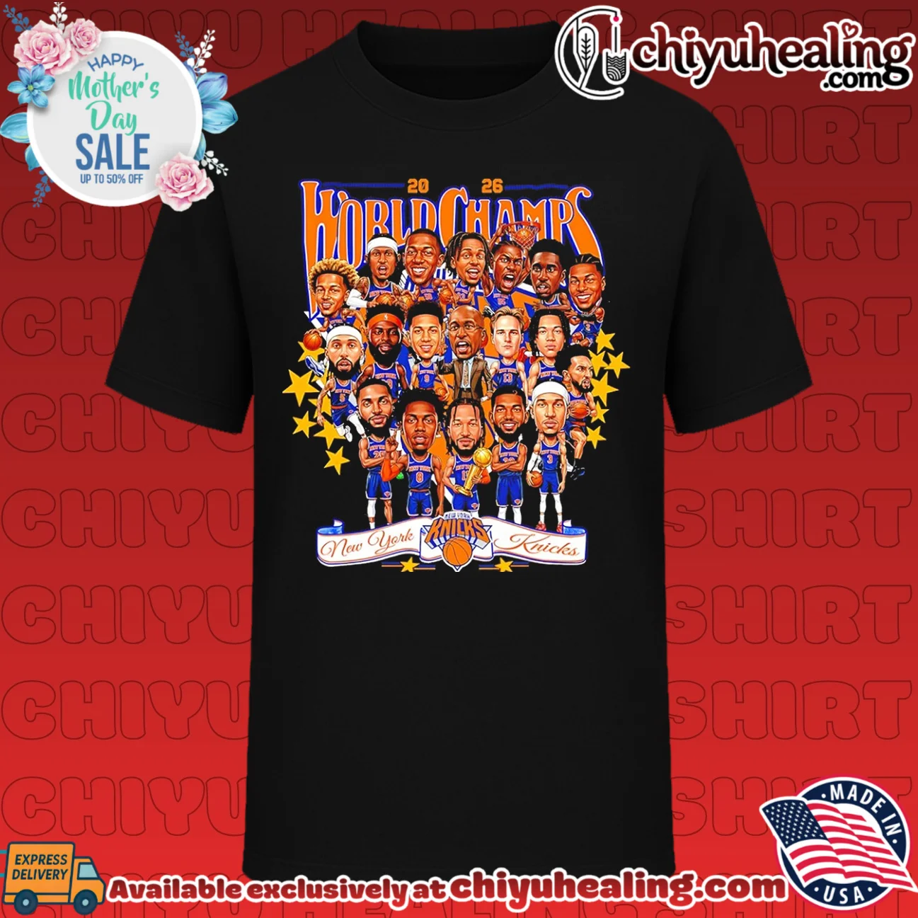 2026 World Champs New York Knicks caricature