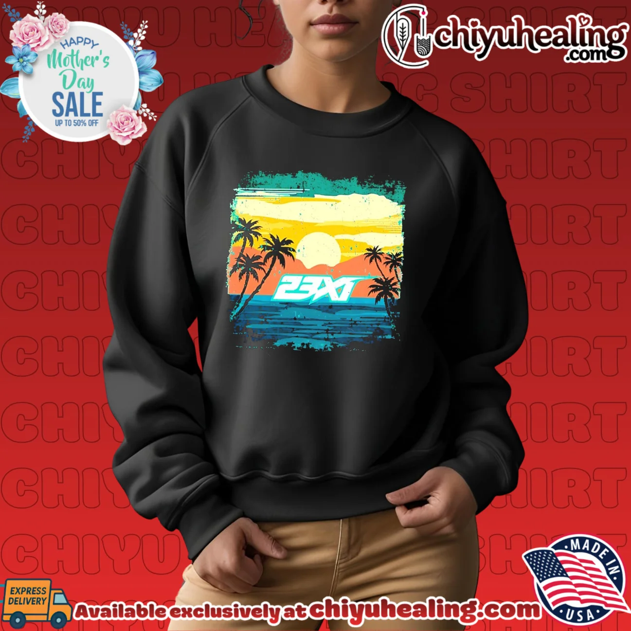 23XI Ink Teal Sunset Lifestyle custom shirt & hoodie | Iconic Look 23XI Ink Teal Sunset Lifestyle