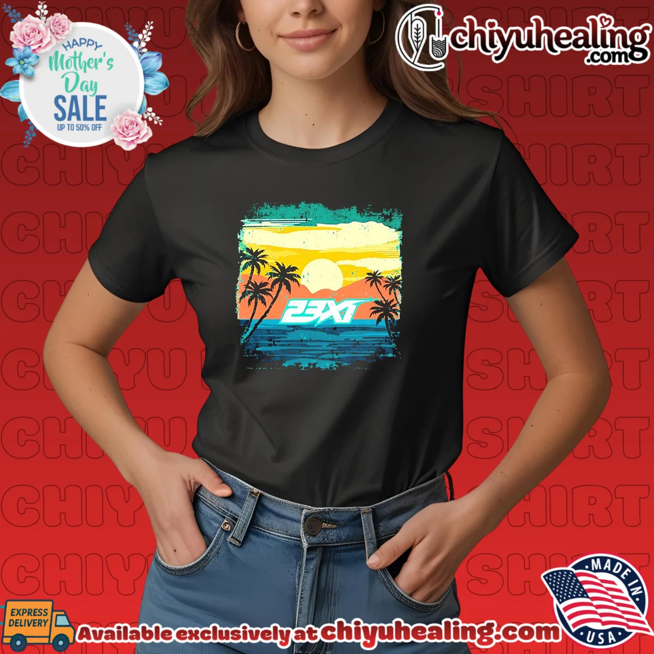 23XI Ink Teal Sunset Lifestyle custom shirt & hoodie | Iconic Look 23XI Ink Teal Sunset Lifestyle