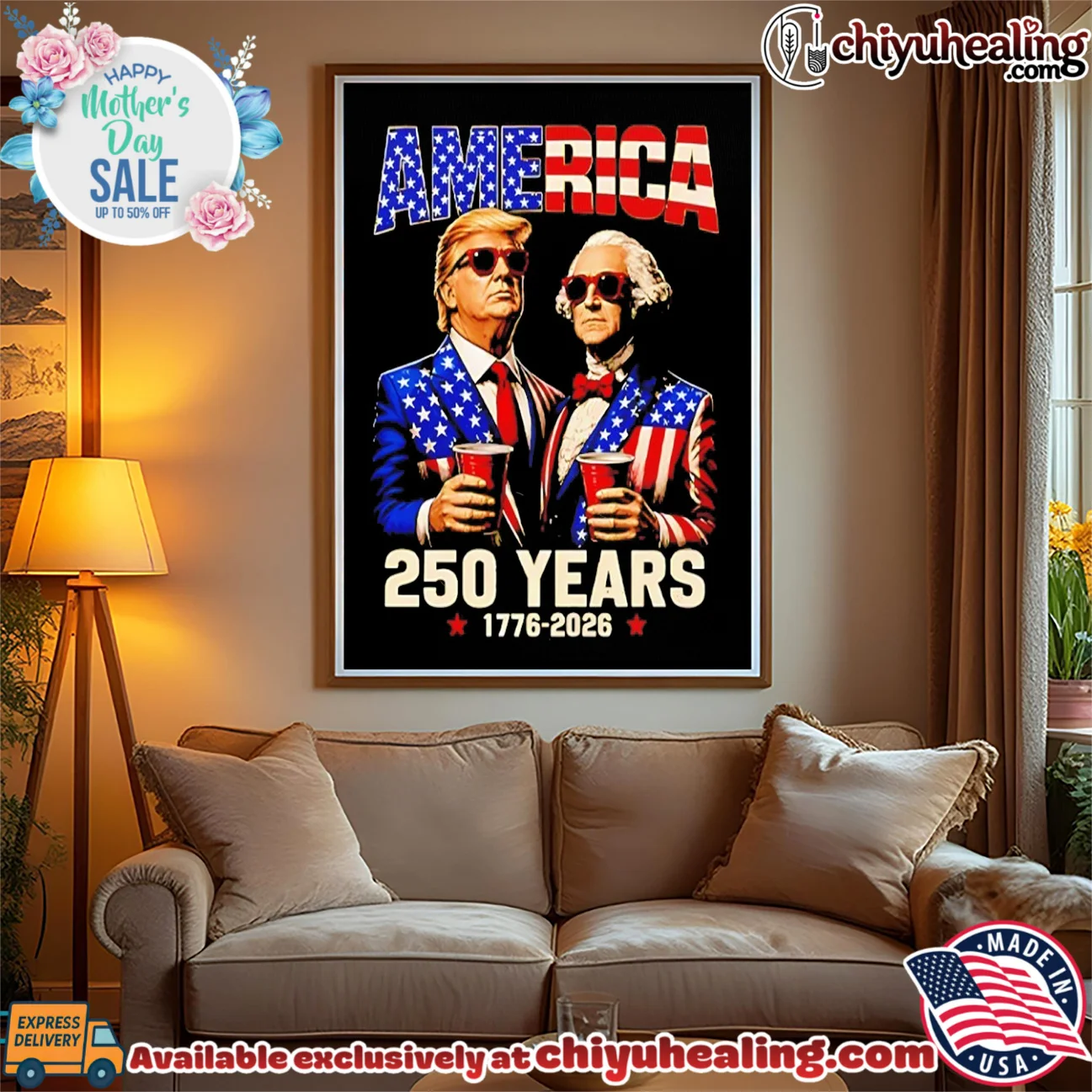 250 Years America Anniversary Trump Washington epic shirt & hoodie | Aesthetic Apparel 250 Years America Anniversary Trump Washington
