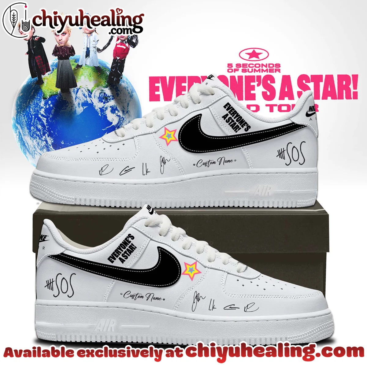 5SOS EVERYONE'S A STAR World Tour Custom Air Force 1 & Jordan 1 Shoes [Batch 6]
