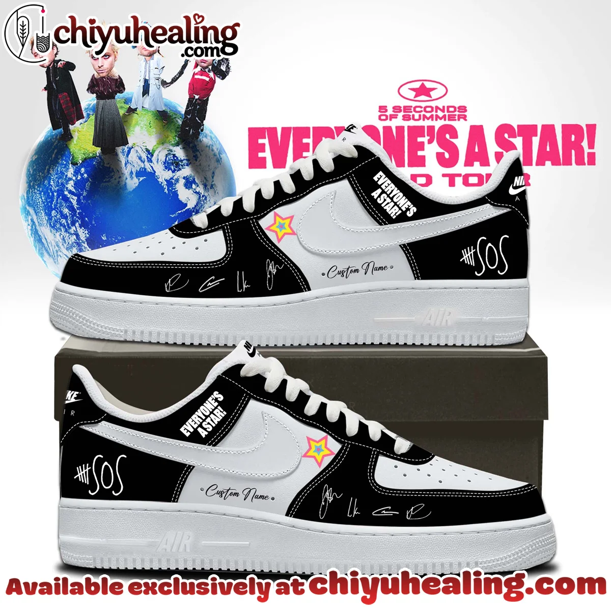 5SOS EVERYONE'S A STAR World Tour Custom Air Force 1 & Jordan 1 Shoes [Drop 3]