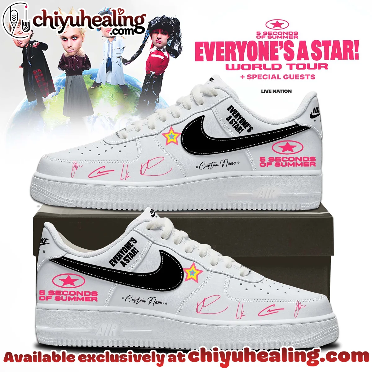 5SOS EVERYONE'S A STAR World Tour Custom Air Force 1 & Jordan 1 Shoes [Drop 8]