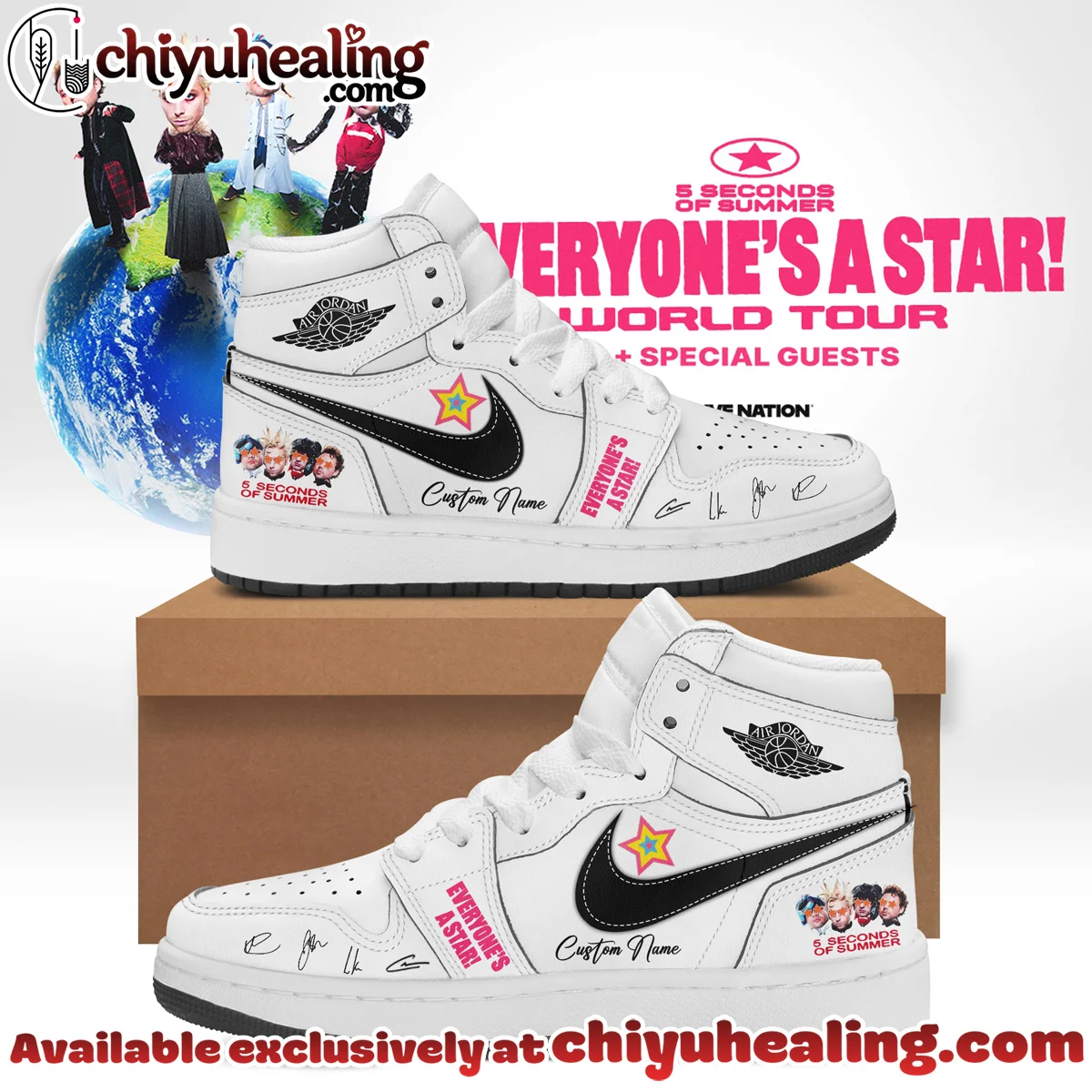 5SOS EVERYONE'S A STAR World Tour Custom Air Force 1 & Jordan 1 Shoes - Part 1