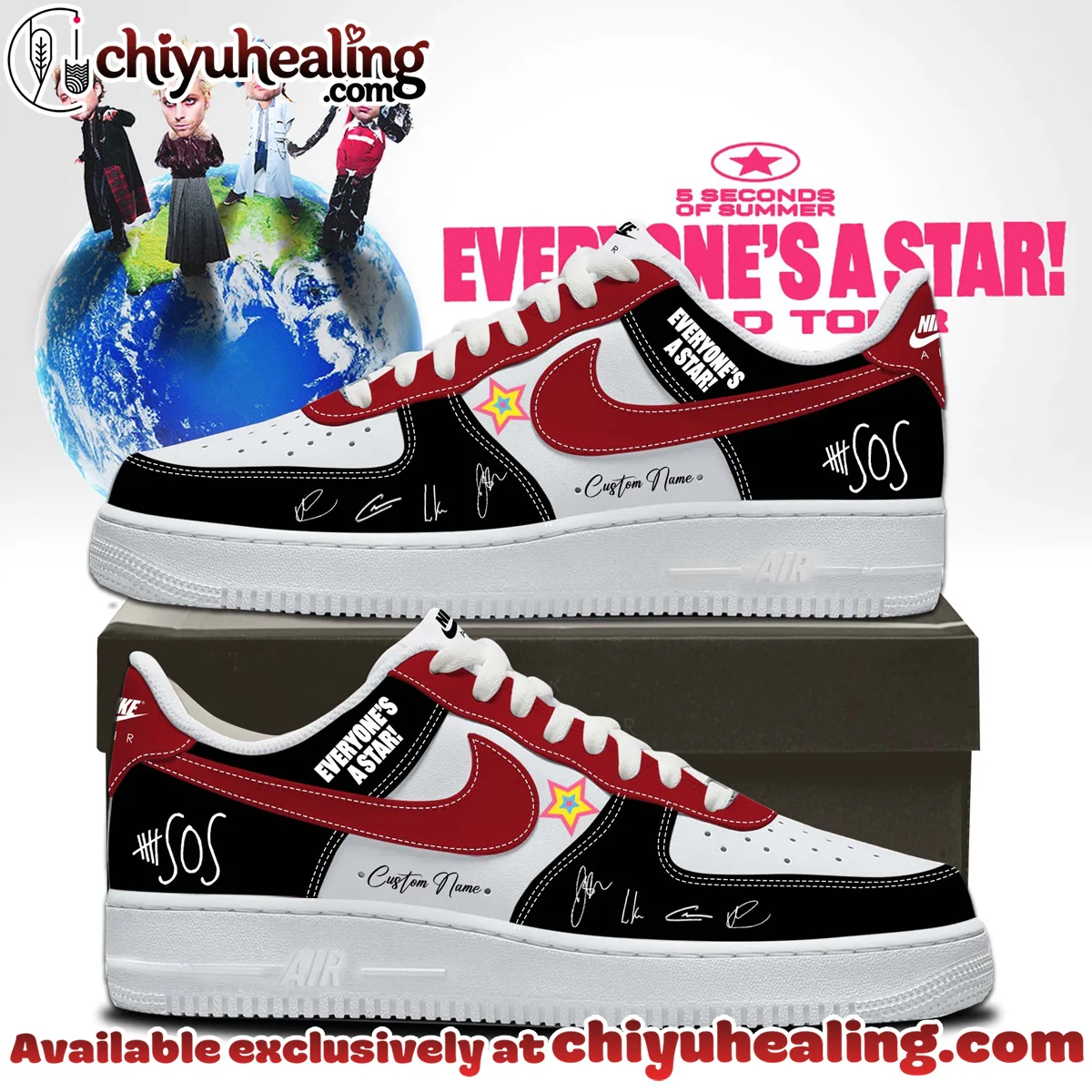 5SOS EVERYONE'S A STAR World Tour Custom Air Force 1 & Jordan 1 Shoes (Release 5)
