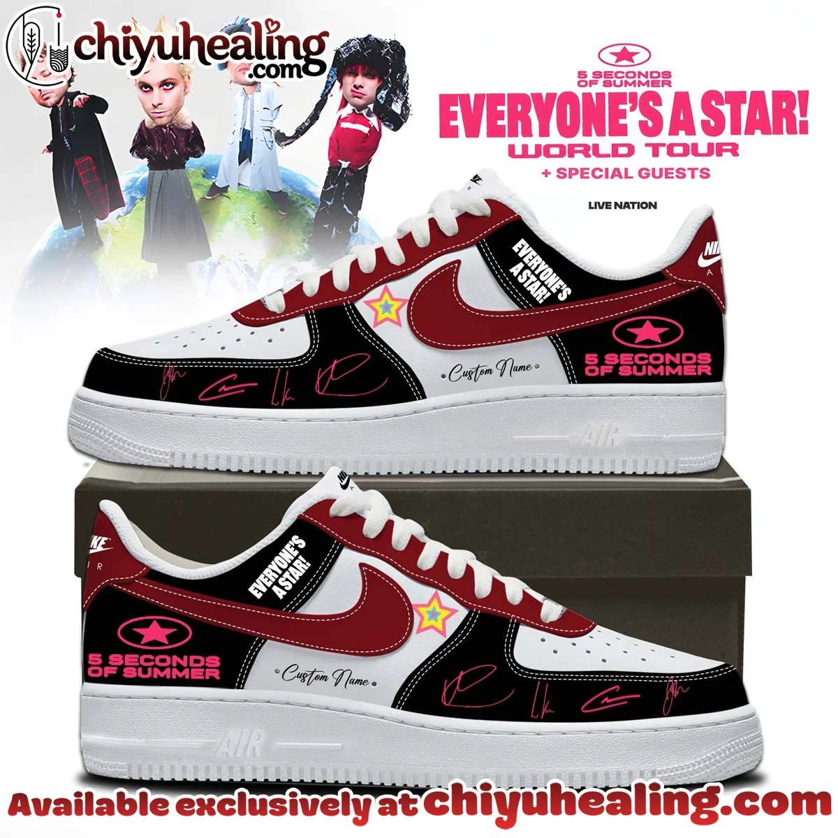 5SOS EVERYONE'S A STAR World Tour Custom Air Force 1 & Jordan 1 Shoes - Series 9