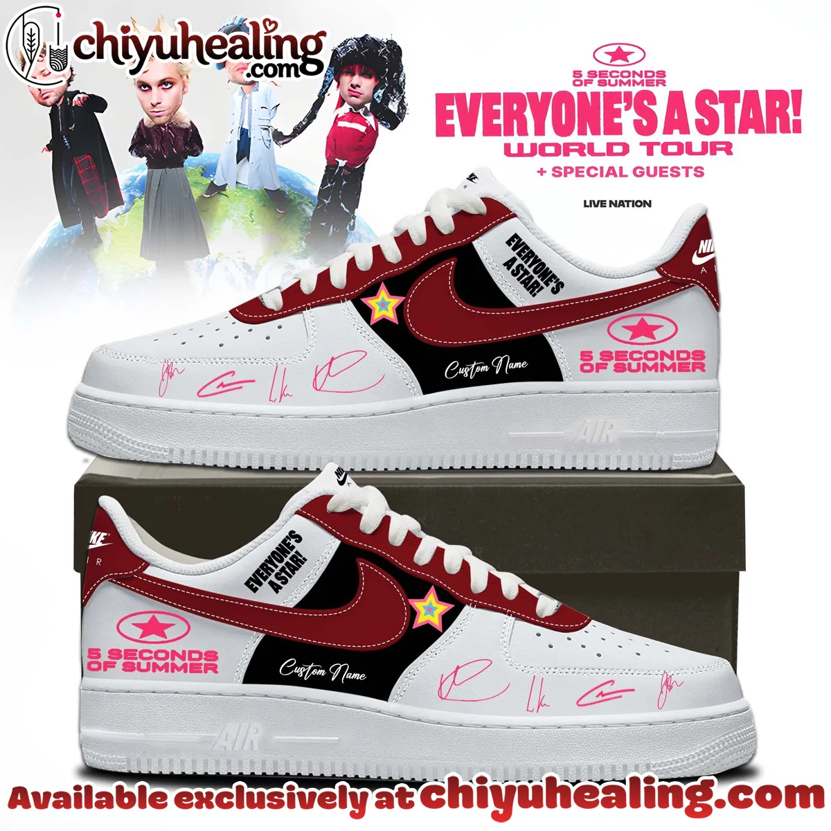 5SOS EVERYONE'S A STAR World Tour Custom Air Force 1 & Jordan 1 Shoes (Style 7)