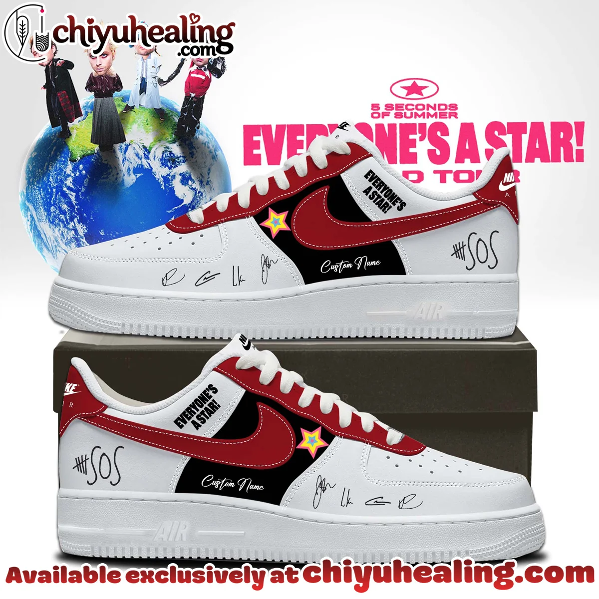 5SOS EVERYONE'S A STAR World Tour Custom Air Force 1 & Jordan 1 Shoes - Variant 10