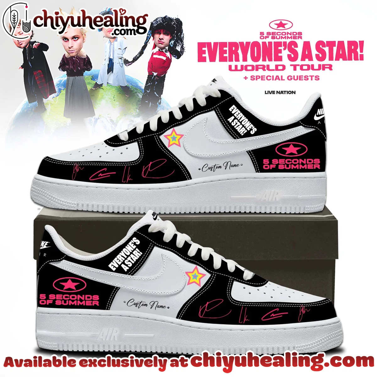 5SOS EVERYONE'S A STAR World Tour Custom Air Force 1 & Jordan 1 Shoes - Variant 4
