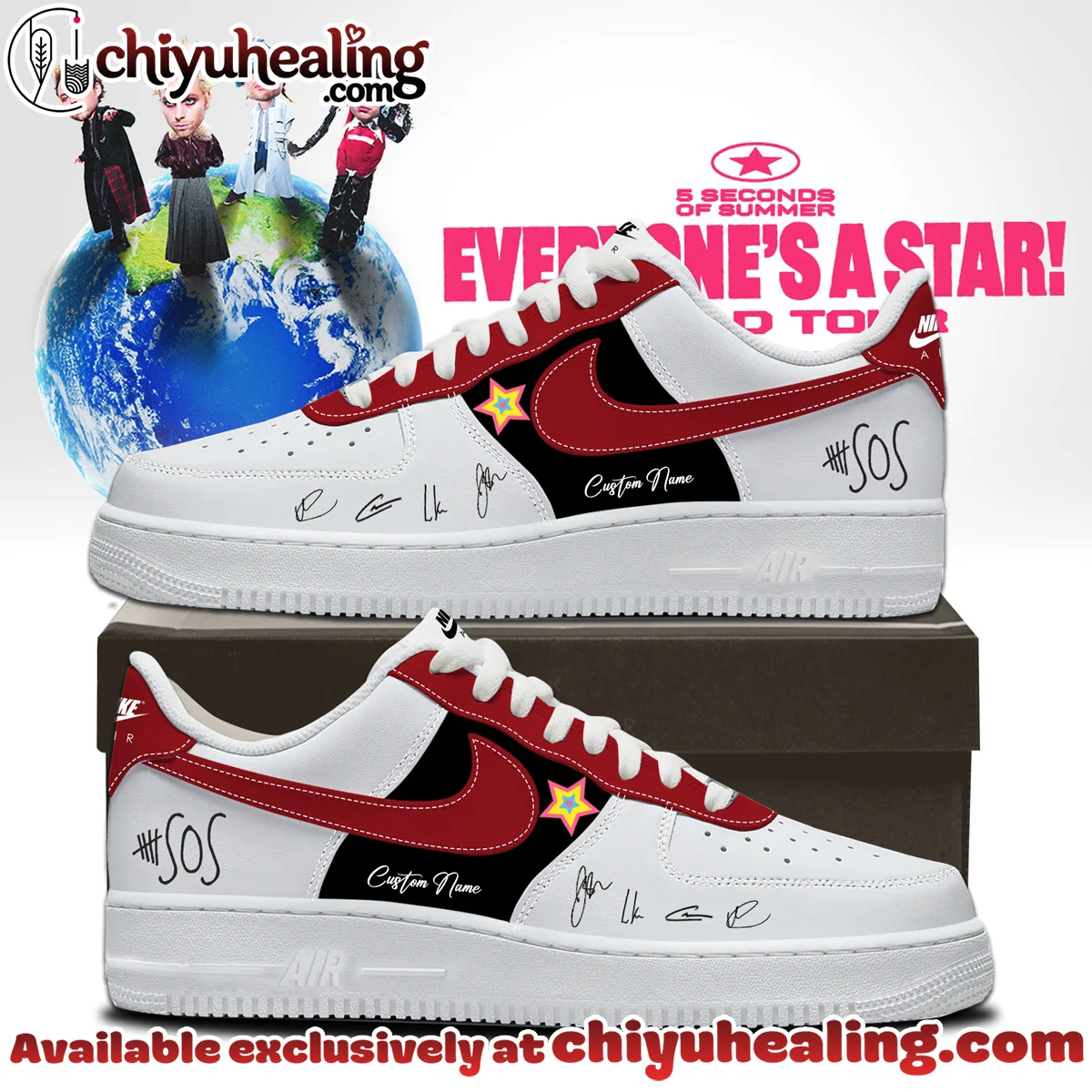 5SOS EVERYONES A STAR World Tour Custom Air Force 1 & Jordan 1 Shoes (Design 21)