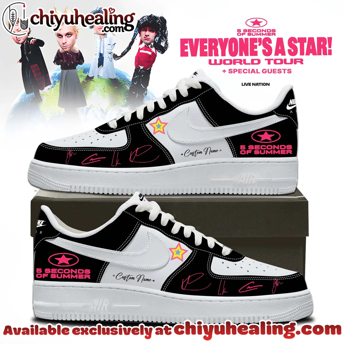 5SOS EVERYONES A STAR World Tour Custom Air Force 1 & Jordan 1 Shoes (Design 25)
