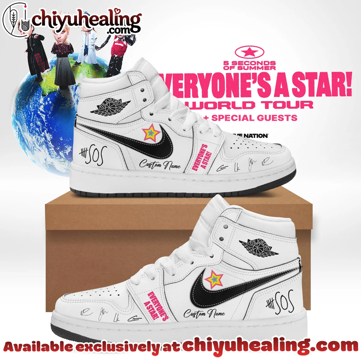 5SOS EVERYONES A STAR World Tour Custom Air Force 1 & Jordan 1 Shoes [Drop 18]