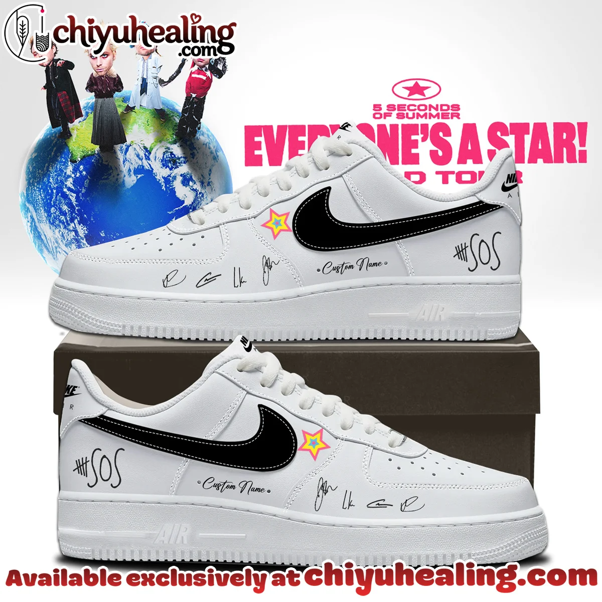 5SOS EVERYONES A STAR World Tour Custom Air Force 1 & Jordan 1 Shoes [Drop 20]