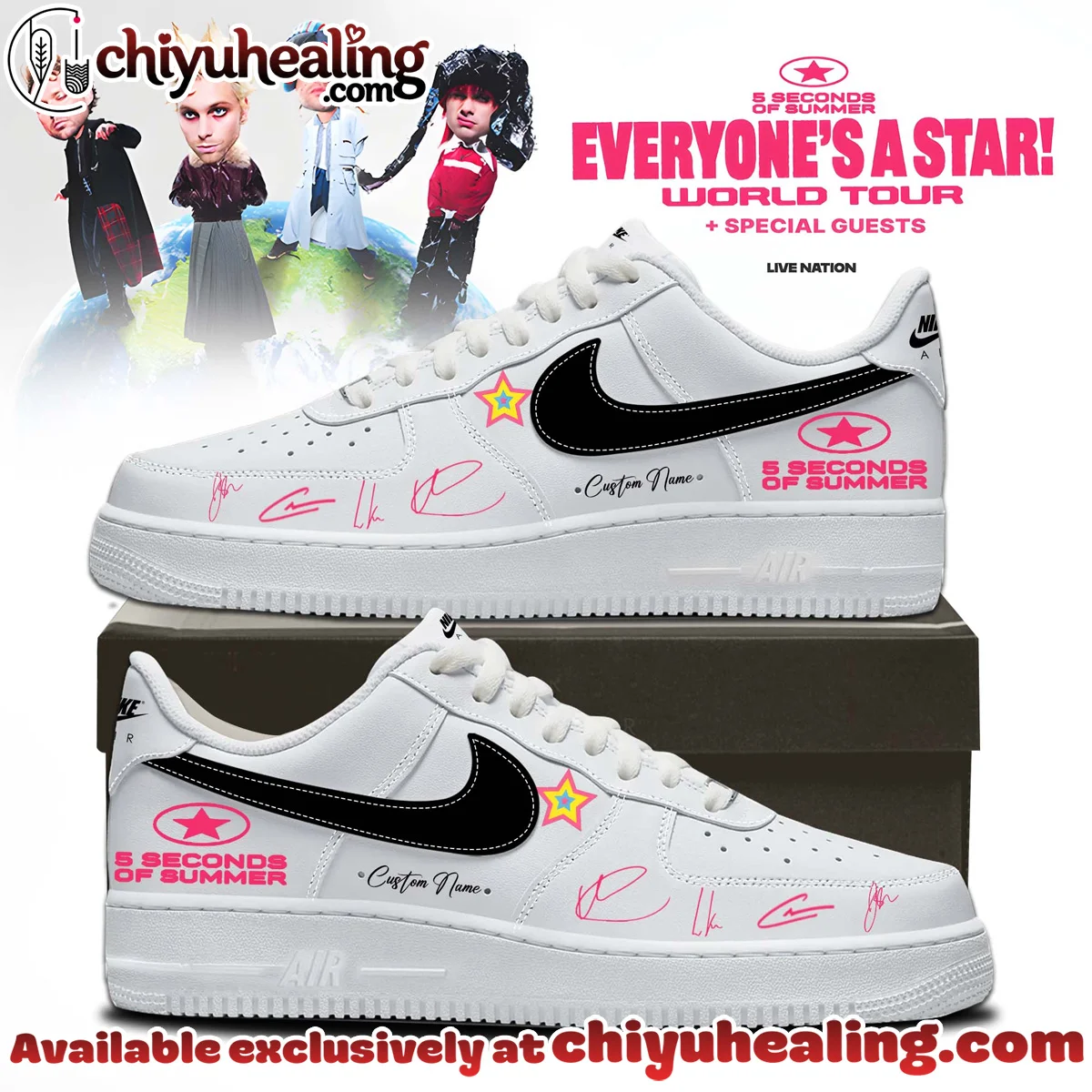 5SOS EVERYONES A STAR World Tour Custom Air Force 1 & Jordan 1 Shoes [Drop 30]