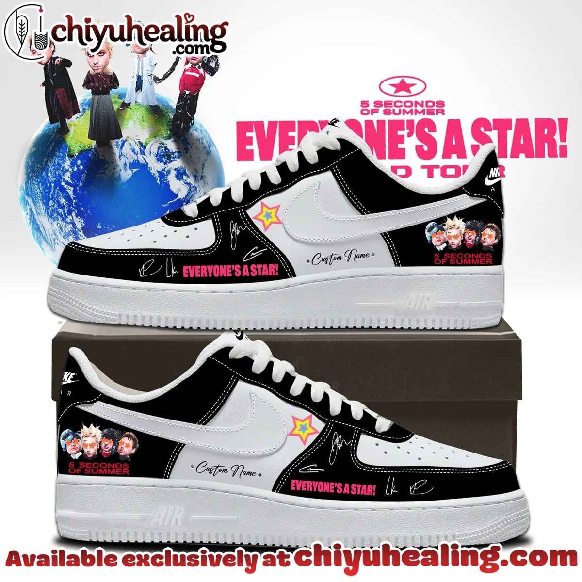 5SOS EVERYONES A STAR World Tour Custom Air Force 1 & Jordan 1 Shoes [Drop 35]