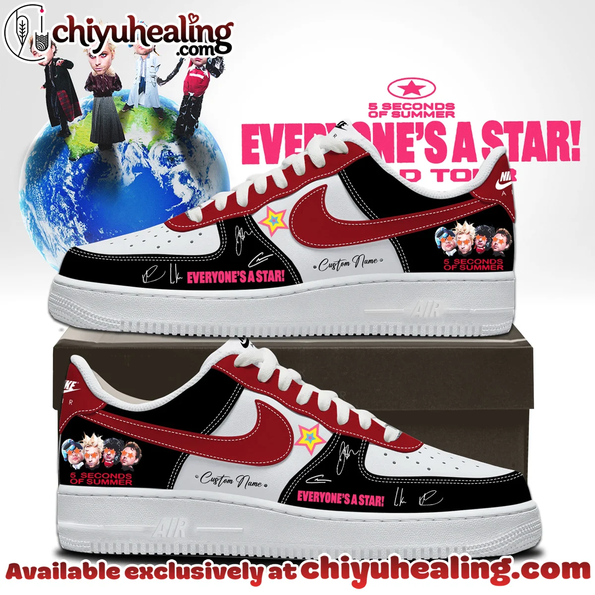 5SOS EVERYONES A STAR World Tour Custom Air Force 1 & Jordan 1 Shoes - Part 36