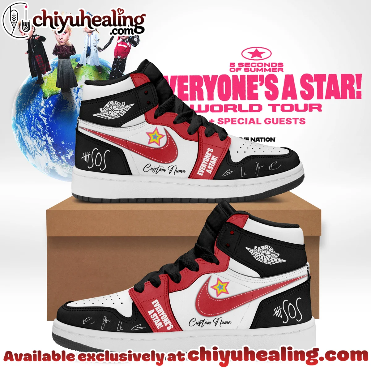 5SOS EVERYONES A STAR World Tour Custom Air Force 1 & Jordan 1 Shoes - Series 19