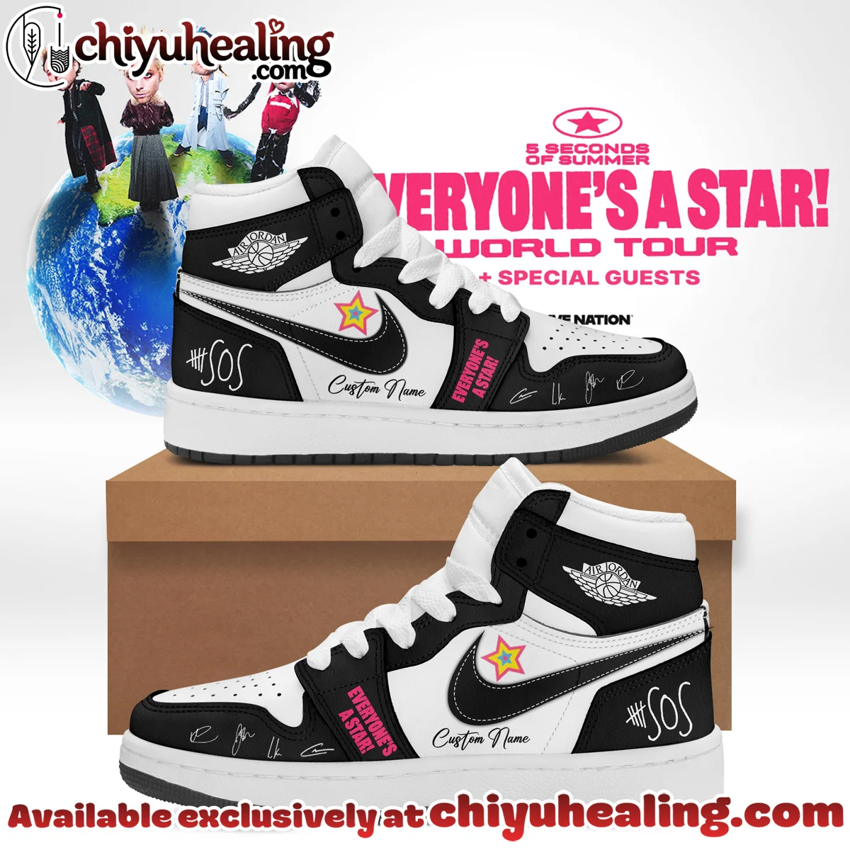 5SOS EVERYONES A STAR World Tour Custom Air Force 1 & Jordan 1 Shoes - Series 22