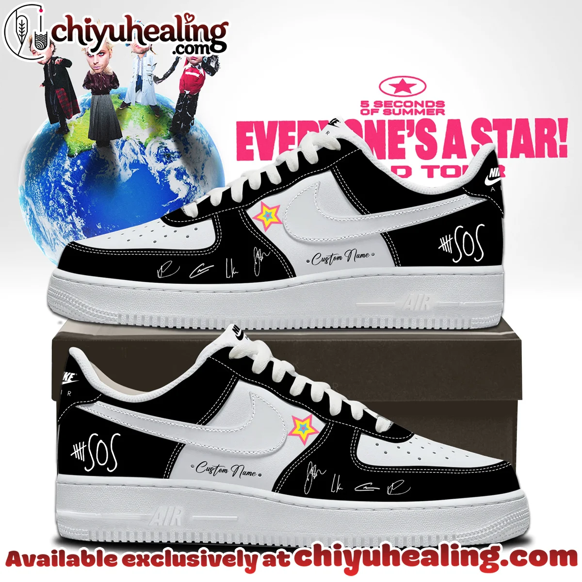 5SOS EVERYONES A STAR World Tour Custom Air Force 1 & Jordan 1 Shoes - Series 23