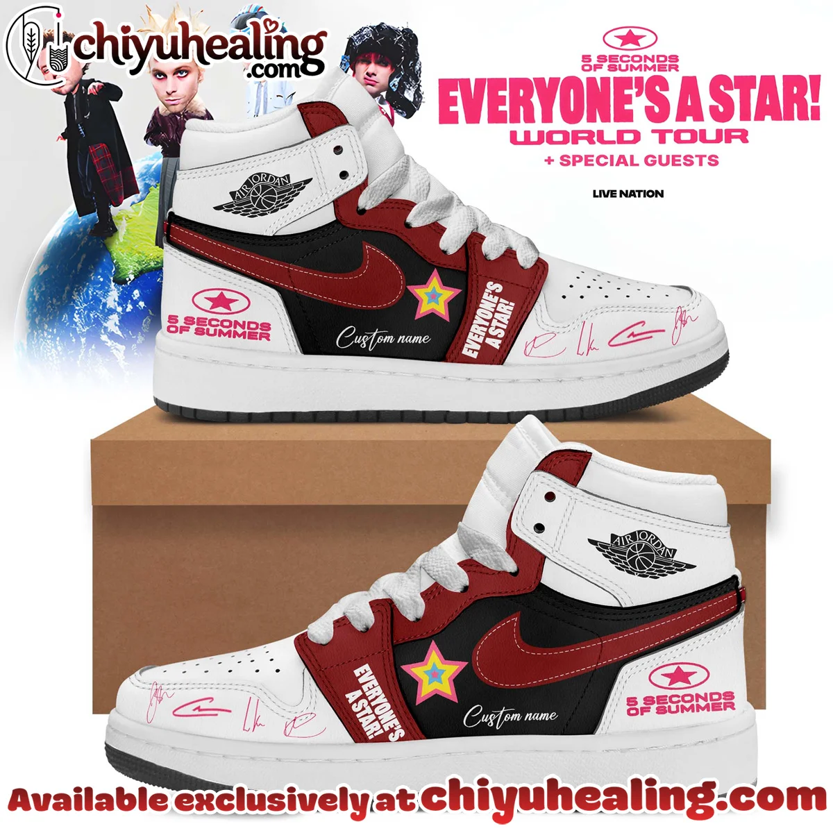 5SOS EVERYONES A STAR World Tour Custom Air Force 1 & Jordan 1 Shoes - Series 31