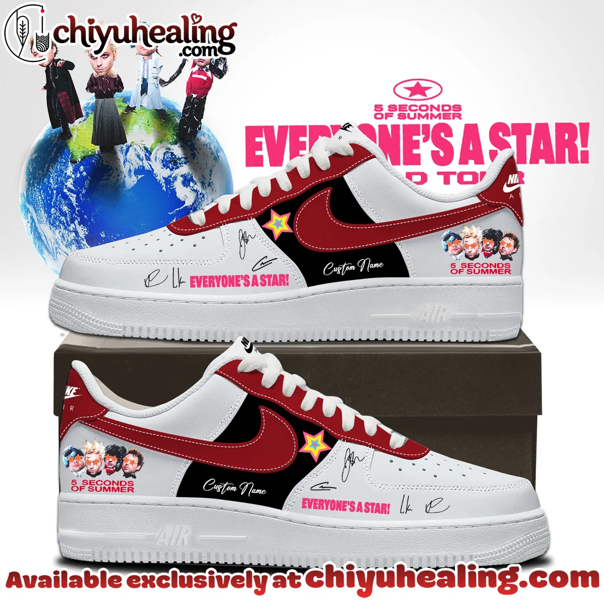 5SOS EVERYONES A STAR World Tour Custom Air Force 1 & Jordan 1 Shoes - Series 34